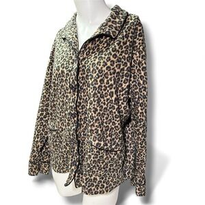 Simply Vera Vera Wang Leopard Print Fleece Pajama Top size XL Cozy Button front